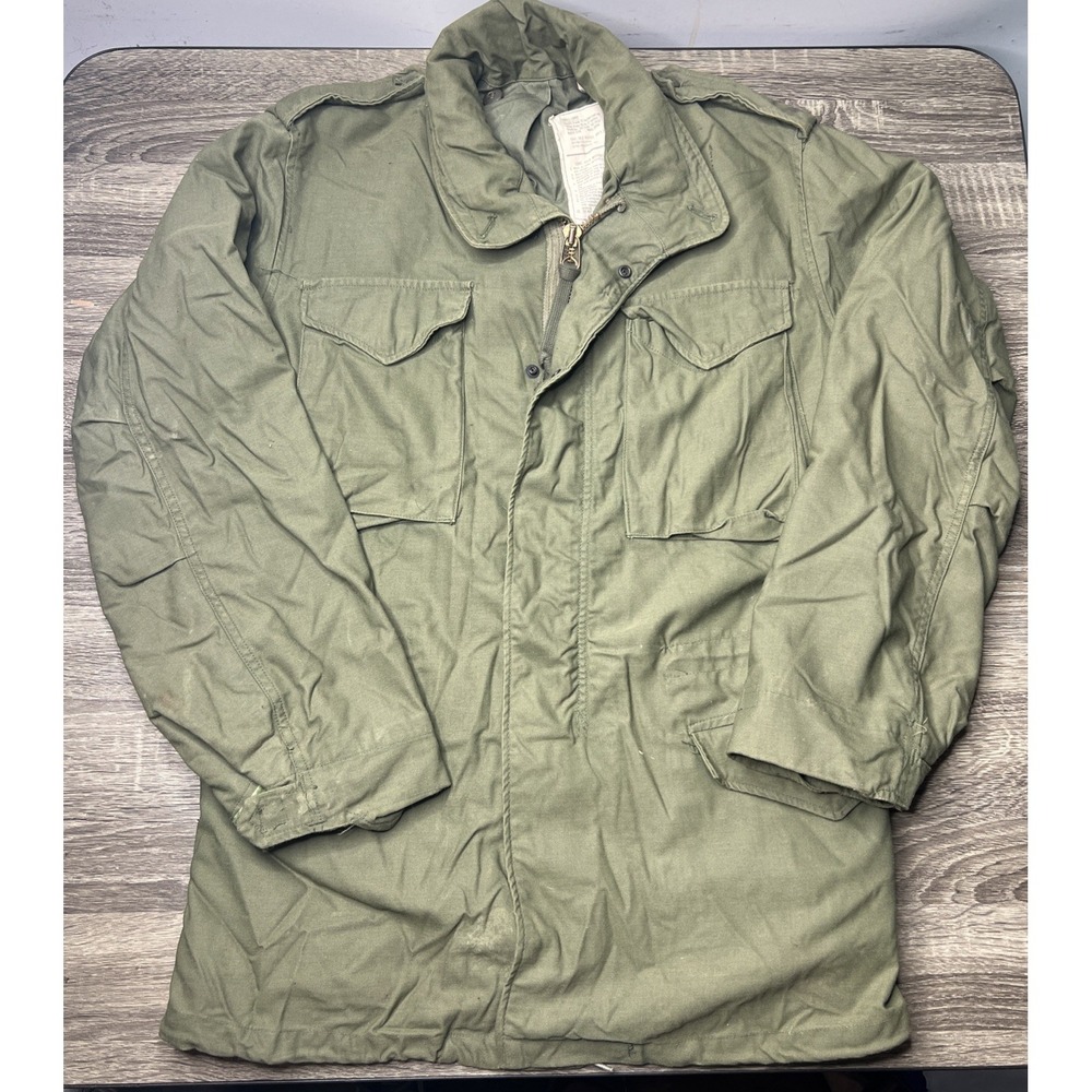 VTG US Military M65 Field Jacket Mens Small Long Coat Vietnam OG107 70s Alpha